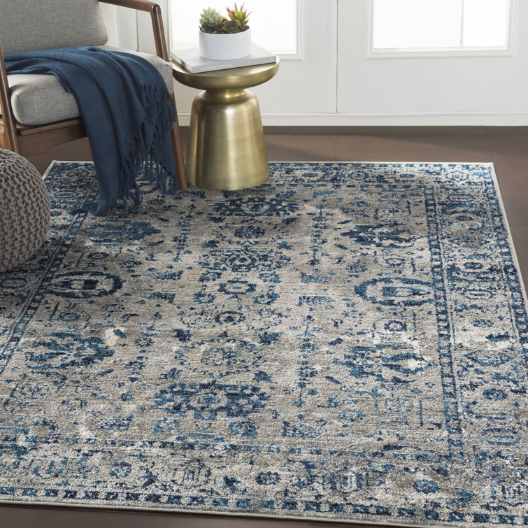 Langley Street Fitz Floral Charcoal/Light Gray/Blue Area Rug & Reviews